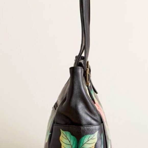 Shoulder bag Anuschka Hummingbirds At Night Hand-Painted Shoulder Bag - Picture 5 of 7